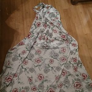 Halter romper with attached flowing skirt